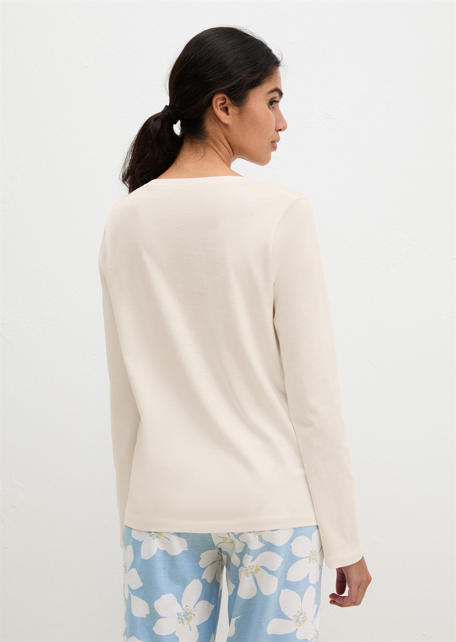 Marc O'Polo Pyjamaoberteil Mix N Match Cotton Top LS mit Rundhalsausschnitt und langen Ärmeln