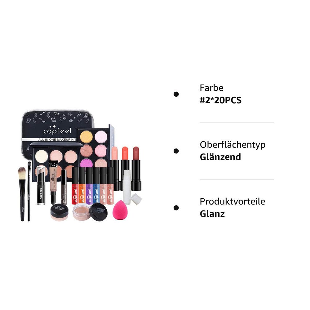 KINSI Make-up Set 20-teiliges Einsteiger-Schminkset, Make-up Geschenkset, hautfreundlich, 20-tlg., Leichtes Schminkset Komplettset, Must Have Set für Makeup-Trägerinnen