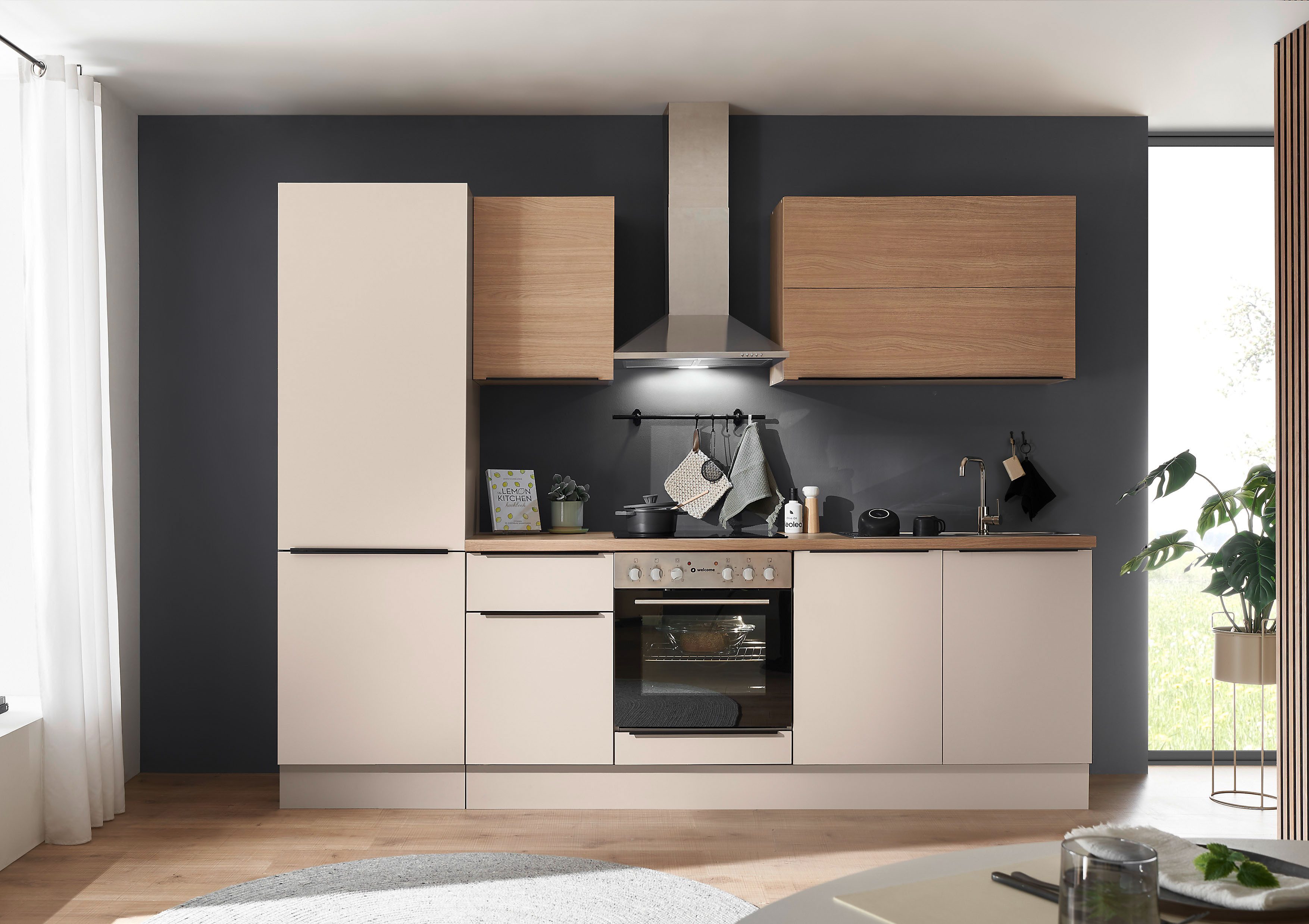 KOCHSTATION Küchenzeile Cocco B/H/T 270x211x60 cm, Breite 270 cm, wahlweise mit E-Geräten und Induktion