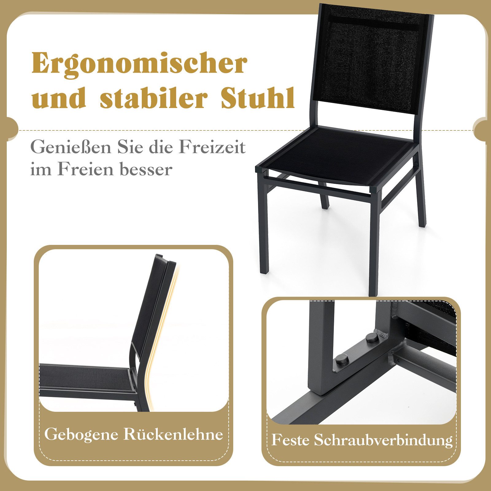 COSTWAY Gartenstuhl (2 St), mit Rückenlehne, günstig online kaufen