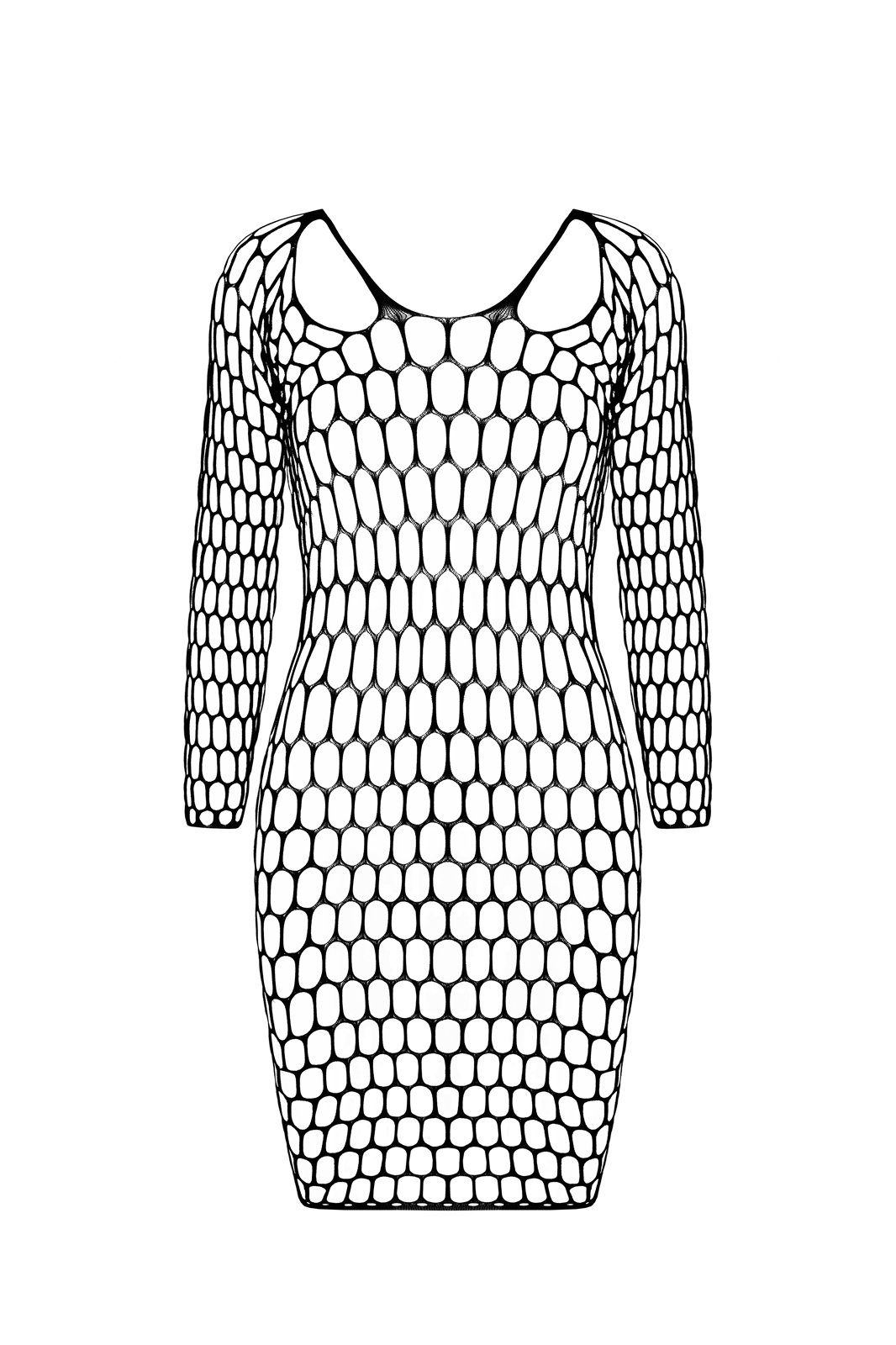 Passion Netzkleid Netzkleid in schwarz Minikleid langarm (1-tlg)