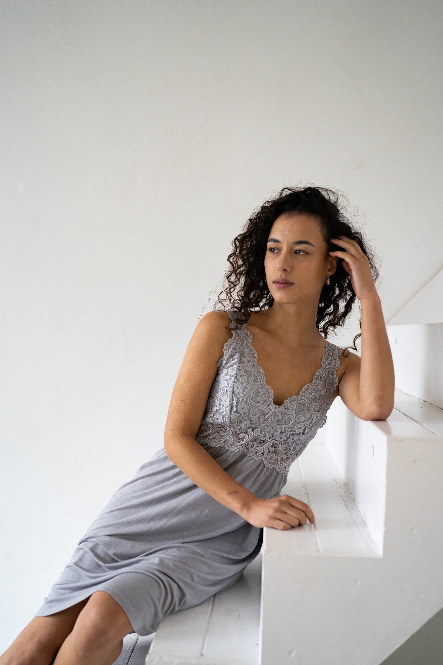 By Louise Nachthemd Snug Summer (Set, 1-tlg., 1-teilig) Damen Sleepshirt ca.90cm lang Spitze Träger