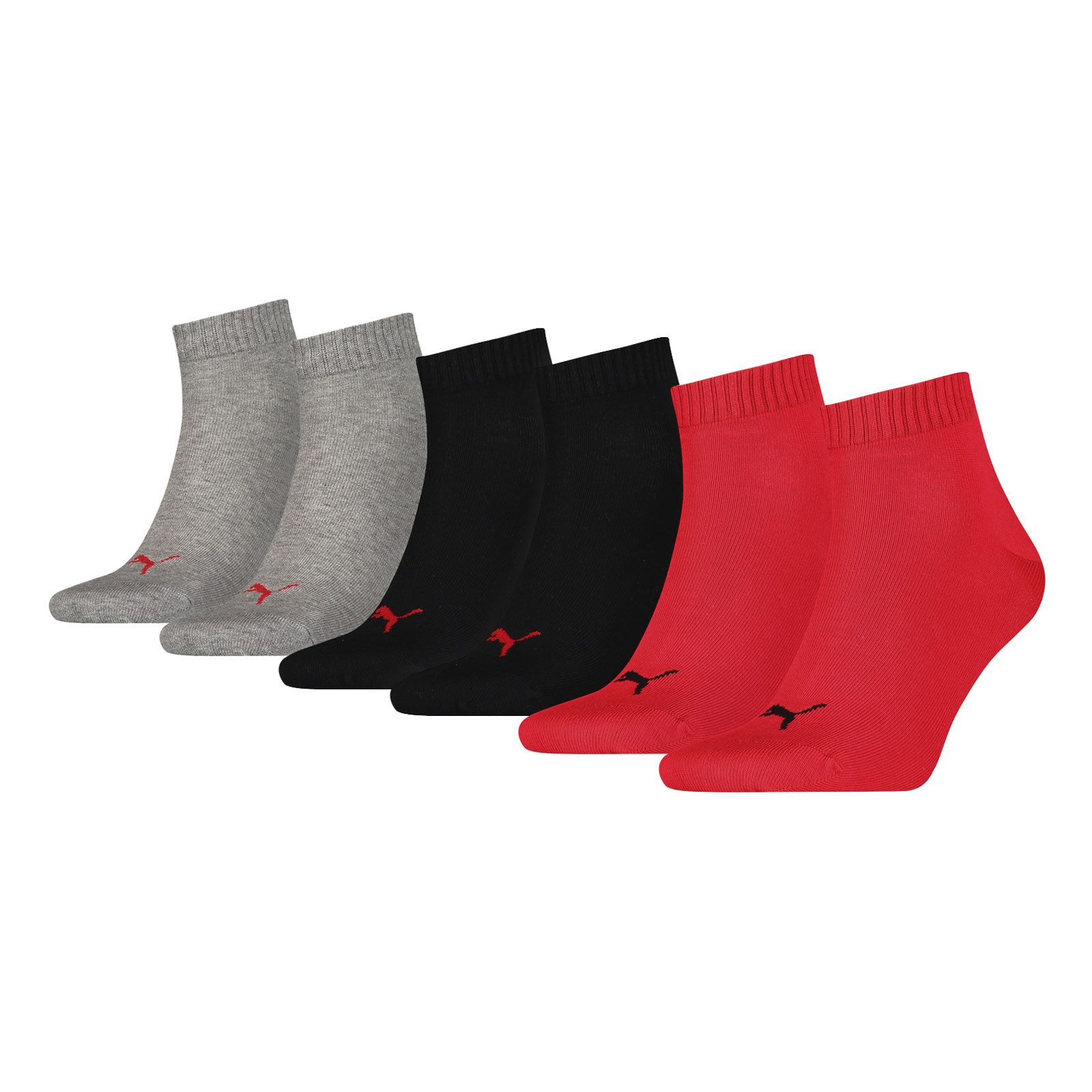 PUMA Freizeitsocken Quarter Шкарпетки (3-Paar) mit Cat-Logo und PUMA-Schriftzug