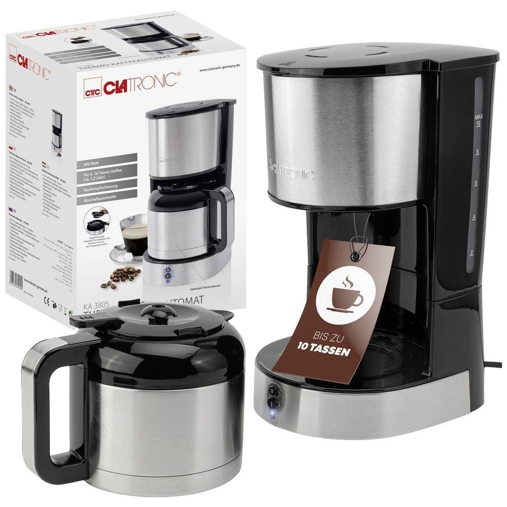 CLATRONIC Kaffeebereiter KA 3805 Thermo Kaffeeautomat 10 Tassen, Isolierkanne