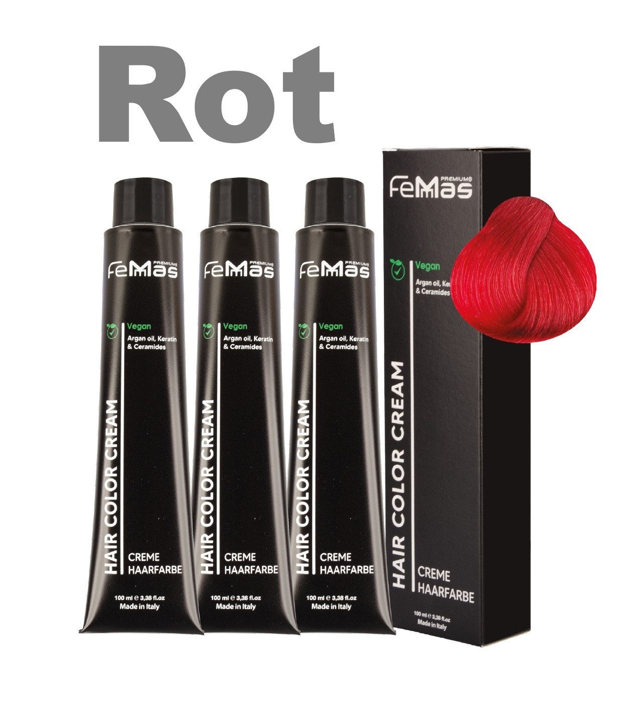 Femmas Premium Haarfarbe FemMas professionelle Haarfarbe mit Arganöl 3 x 100 ml