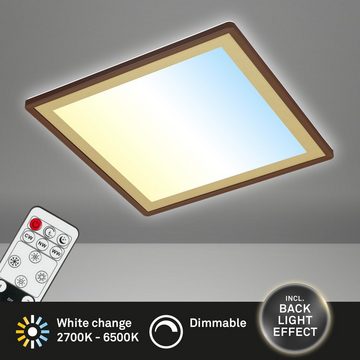 Briloner Leuchten LED Panel 7459-417, LED fest verbaut, Farbwechsler, Kaltweiß, Neutralweiß, Tageslichtweiß, Warmweiß, CCT, RGB, Backlighteffekt, ultraflach, gold, 42 x 42 x 2,8 cm