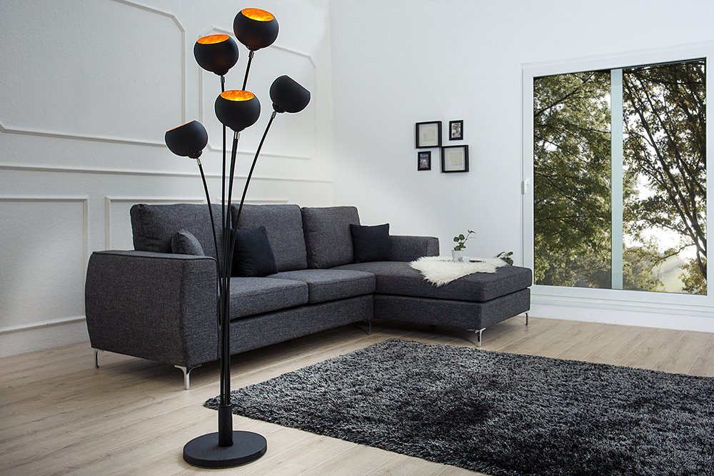 Stehlampe Esszimmer ohne · · / Retro riess-ambiente MAGMA Leuchtmittel, 170cm Wohnzimmer Metall · gold, schwarz