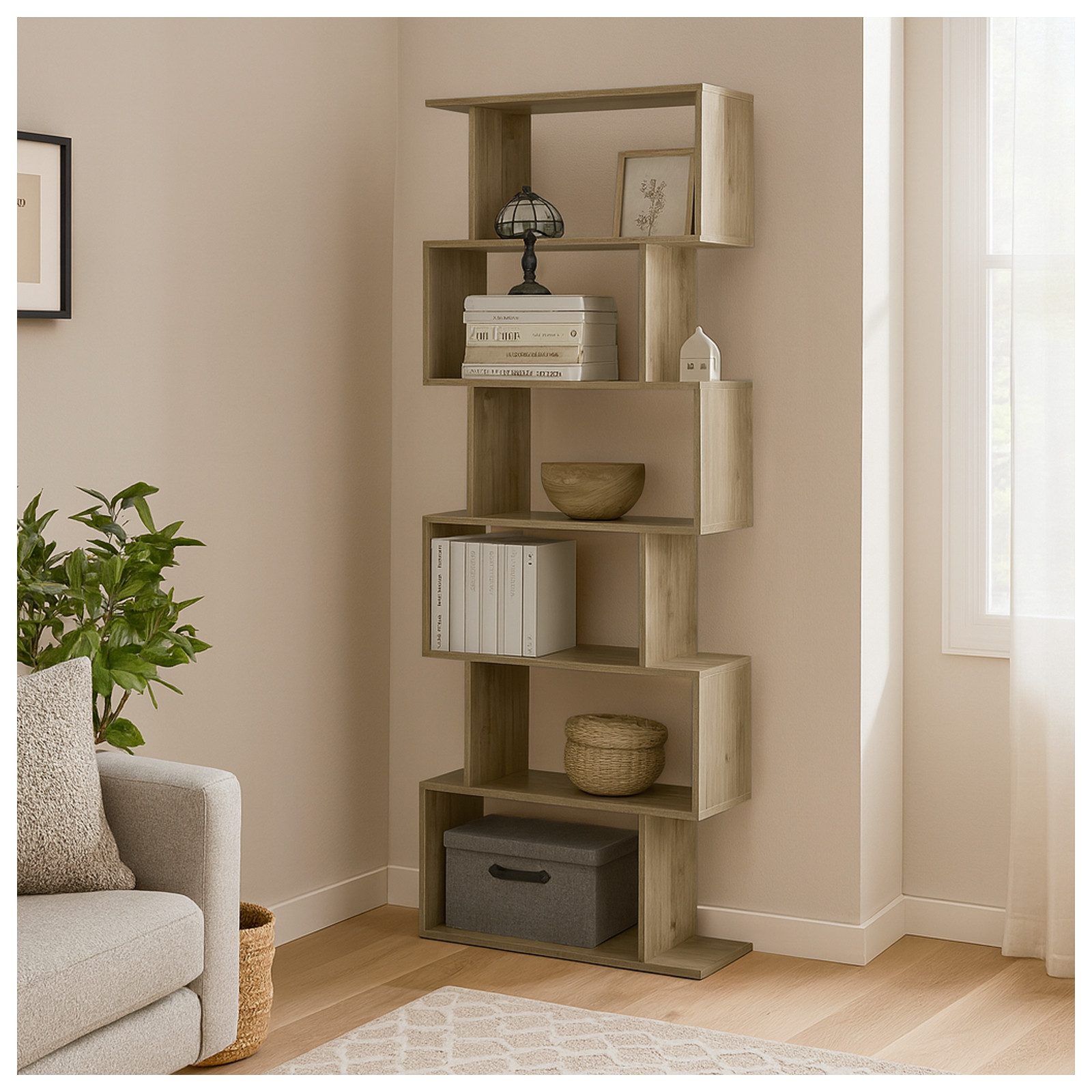 HTI-Living Bücherregal Regal 70x189 Thekla Artisaneiche, Stück 1-tlg., Standregal mit 6 Fächern Raumteiler