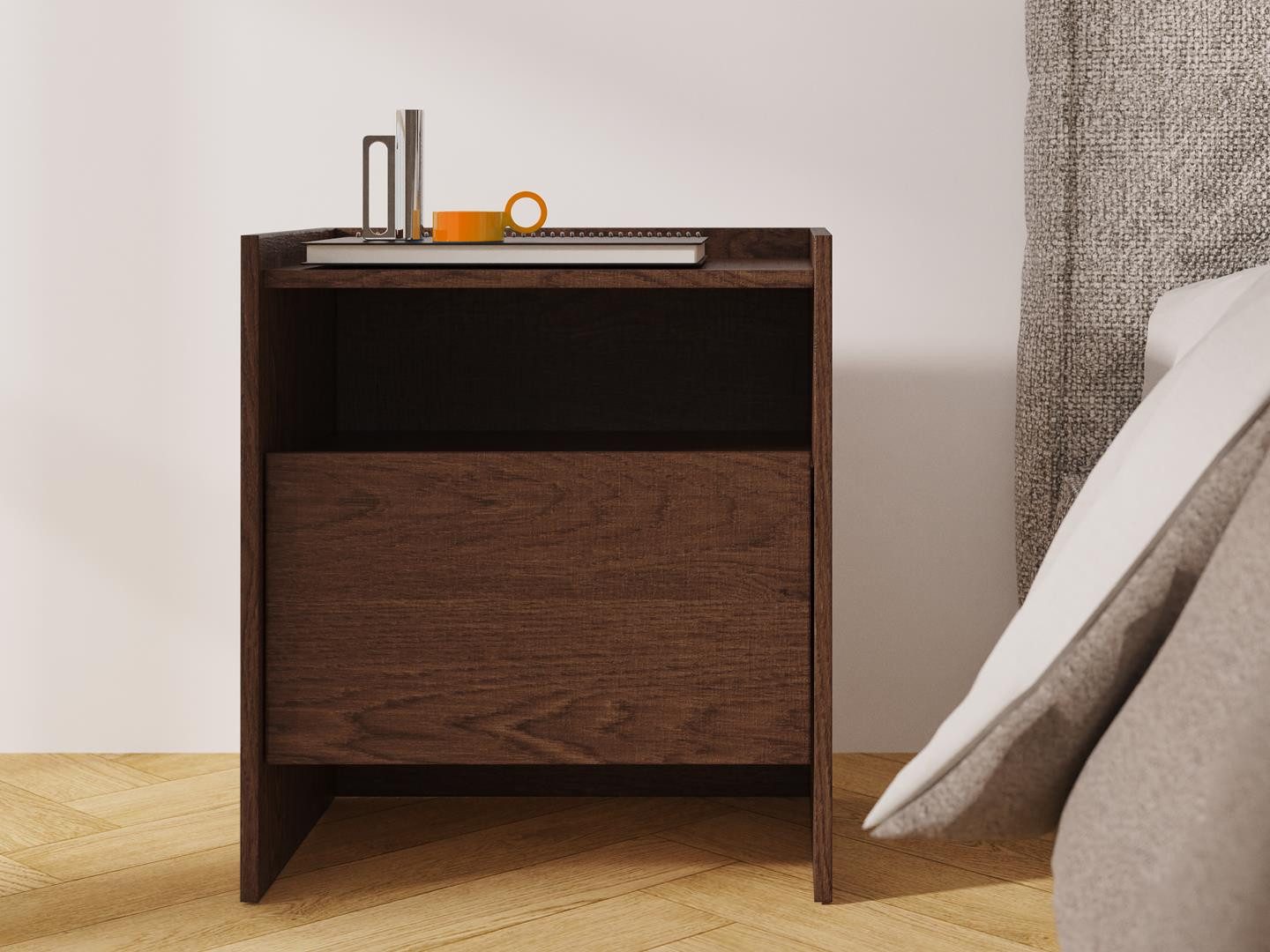 Beautysofa Nachttisch JUNI mit Schublade (Offene Ablagefläche, im Japandi-S günstig online kaufen