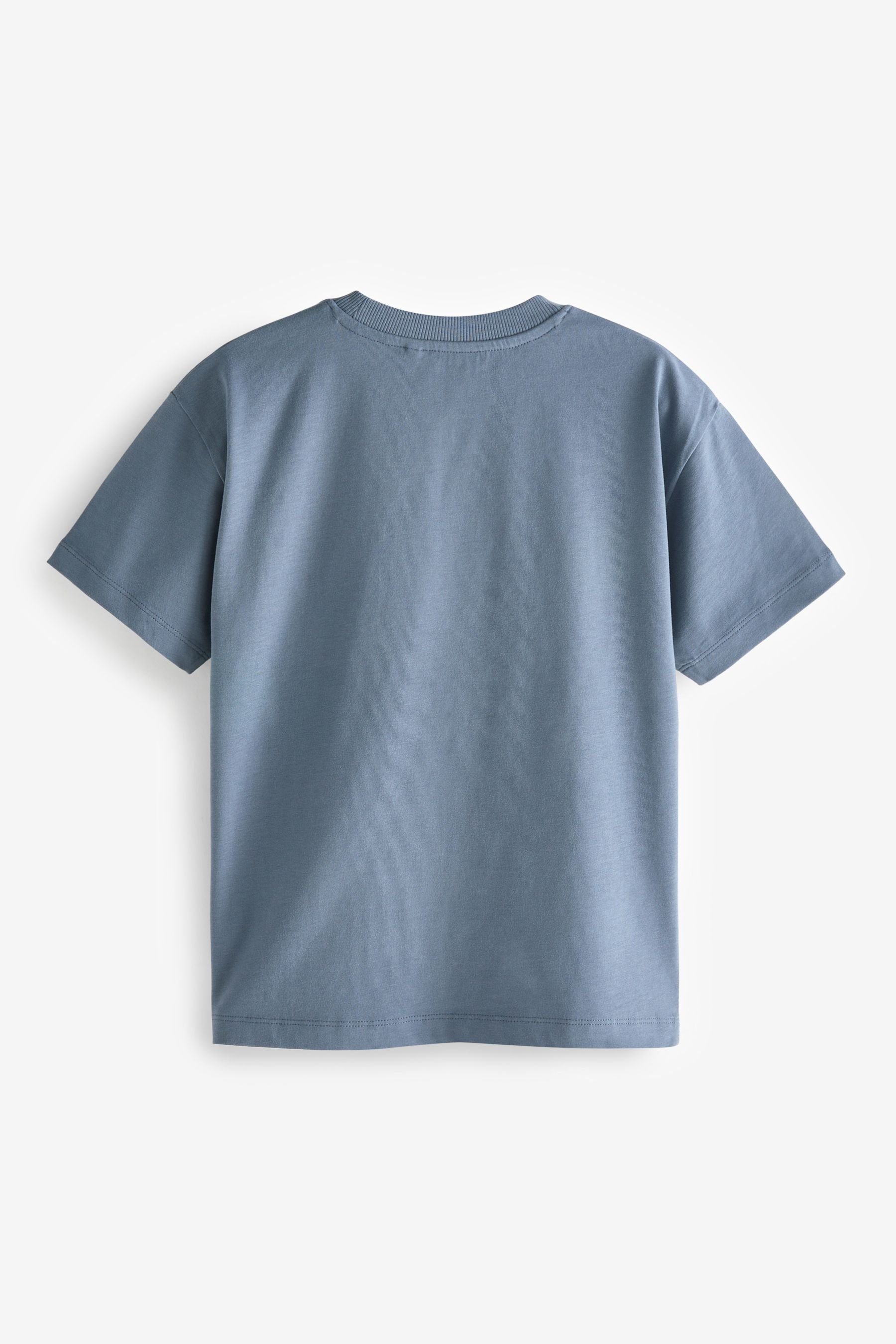 Next T-Shirt T-Shirt (1-tlg) Relaxed Blue Kurzärmeliges Fit Mid