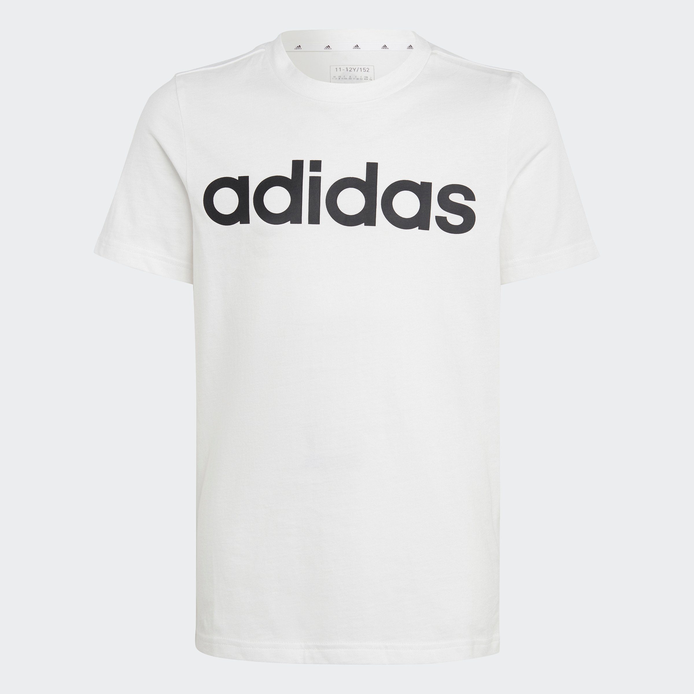 White adidas T-Shirt / Black ESSENTIALS Sportswear LINEAR COTTON LOGO