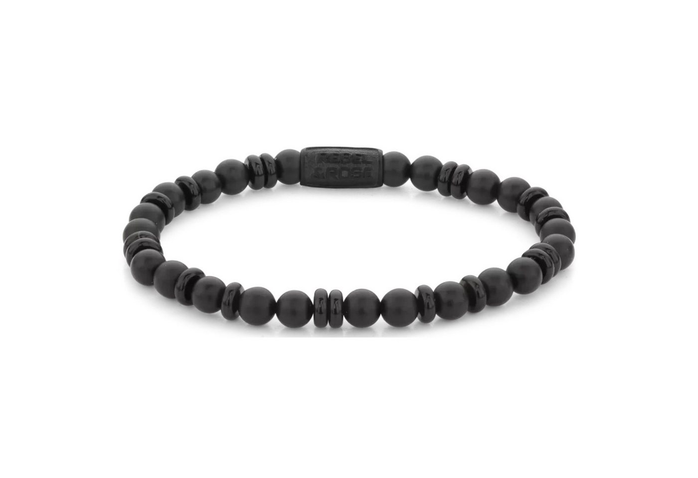 Rebel & Rose Armband Armband aus 6mm schwarzen Onyx-Naturstein - Rebel&Rose