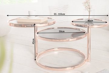 riess-ambiente Couchtisch ART DECO III 155cm kupfer / schwarz (Einzelartikel, 1-St), Wohnzimmer · Glasplatte · Metall verchromt · 3 Ebenen · rund · Design