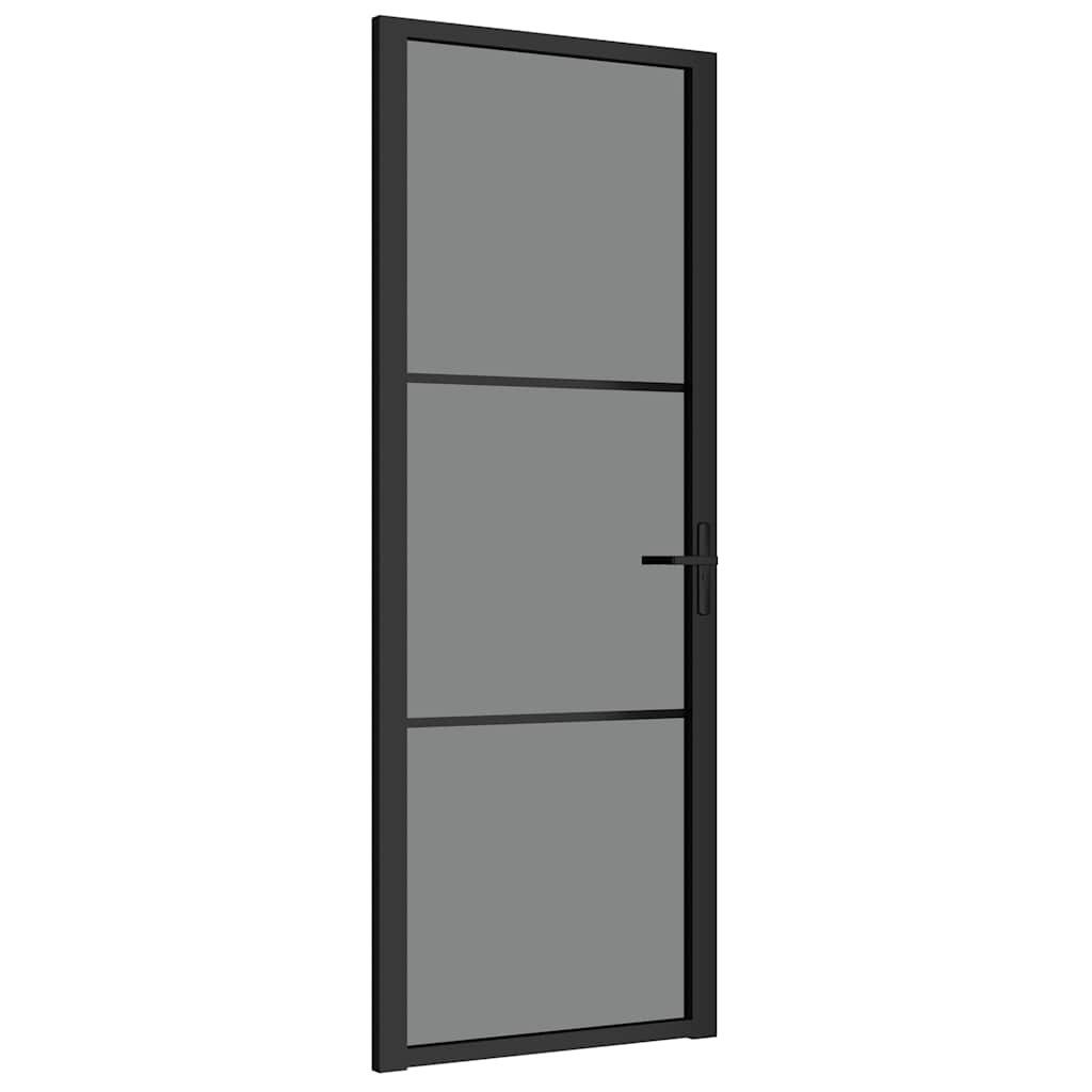 vidaXL Haustür Innentür 76x201,5 cm Schwarz ESG-Glas und Aluminium (1-St)