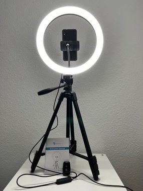 Rhodesy Ringlicht 12"LED-Ringlicht: Stativ, Fernbedienung – Live Stream, TikTok, YouTube, 3 Farbmodi, 10 Helligkeitsstufen, 360° Handyhalter, stabiles Stativ.