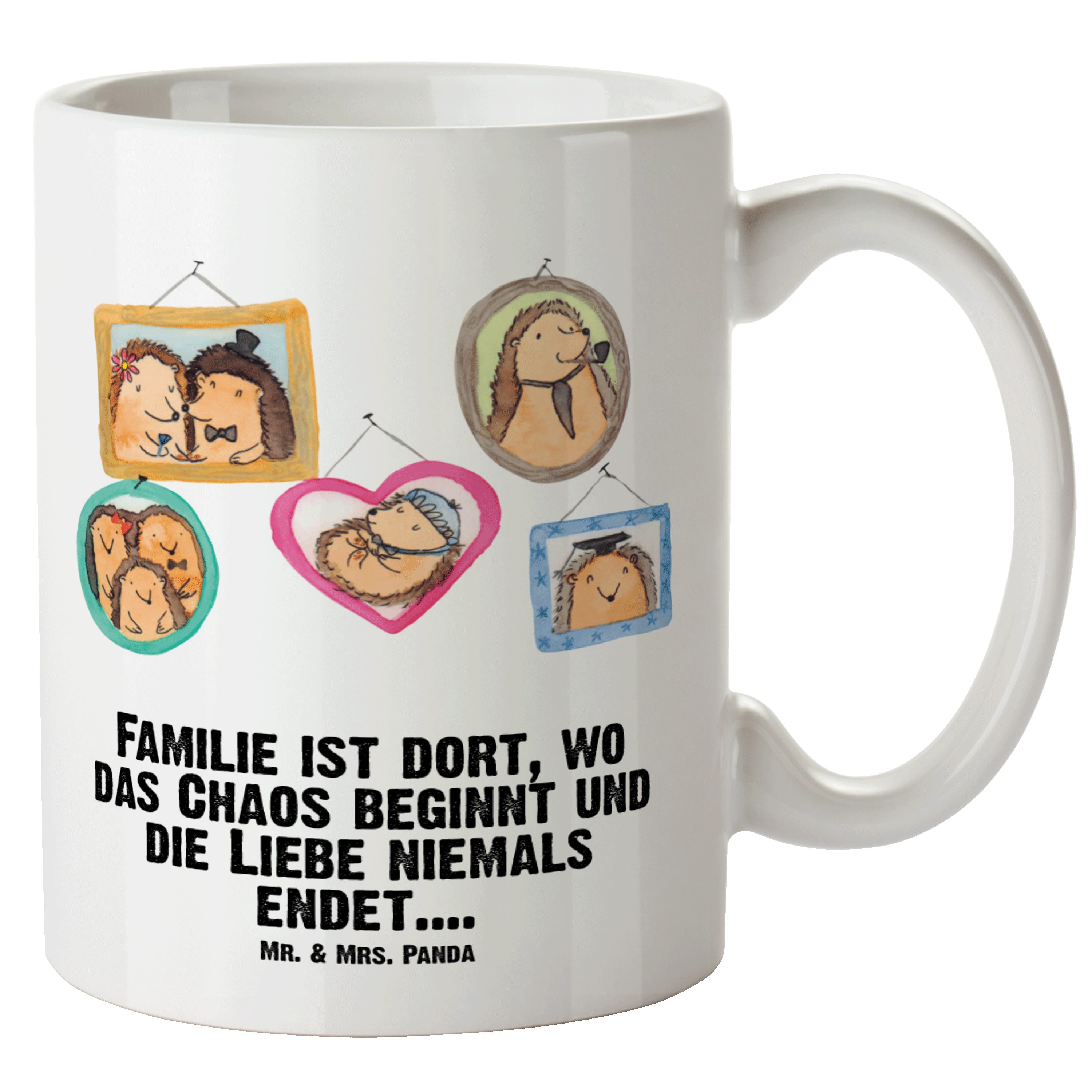 Kaffeetasse, & - Tasse spülmaschinenfest, XL Keramik Familie Mr. - Geschenk, Mrs. Igel Panda Weiß Grosse Tasse