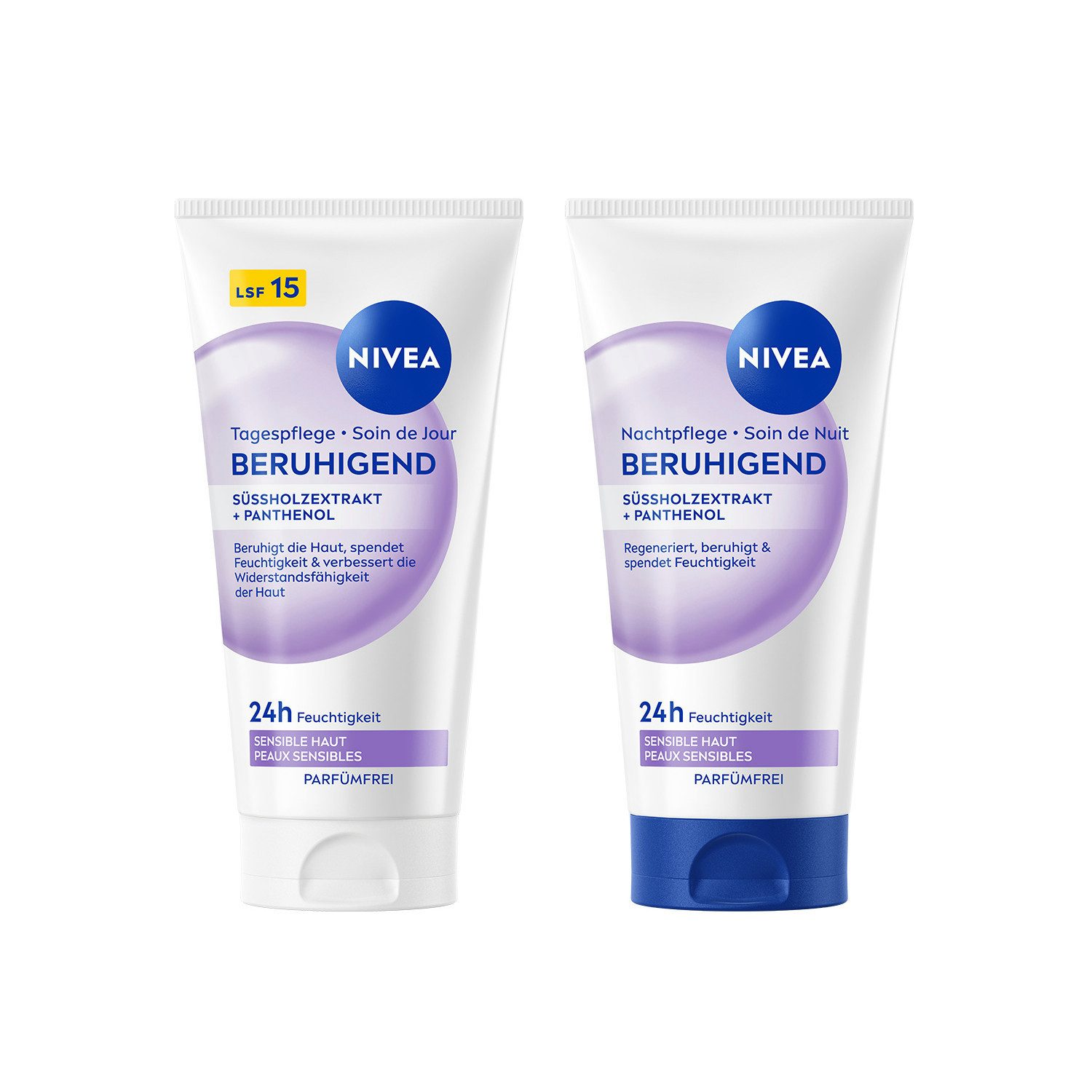 Nivea Gesichtspflege-Set Beruhigende Tagespflege & Nachtpflege 50ml 24h, 2-tlg.