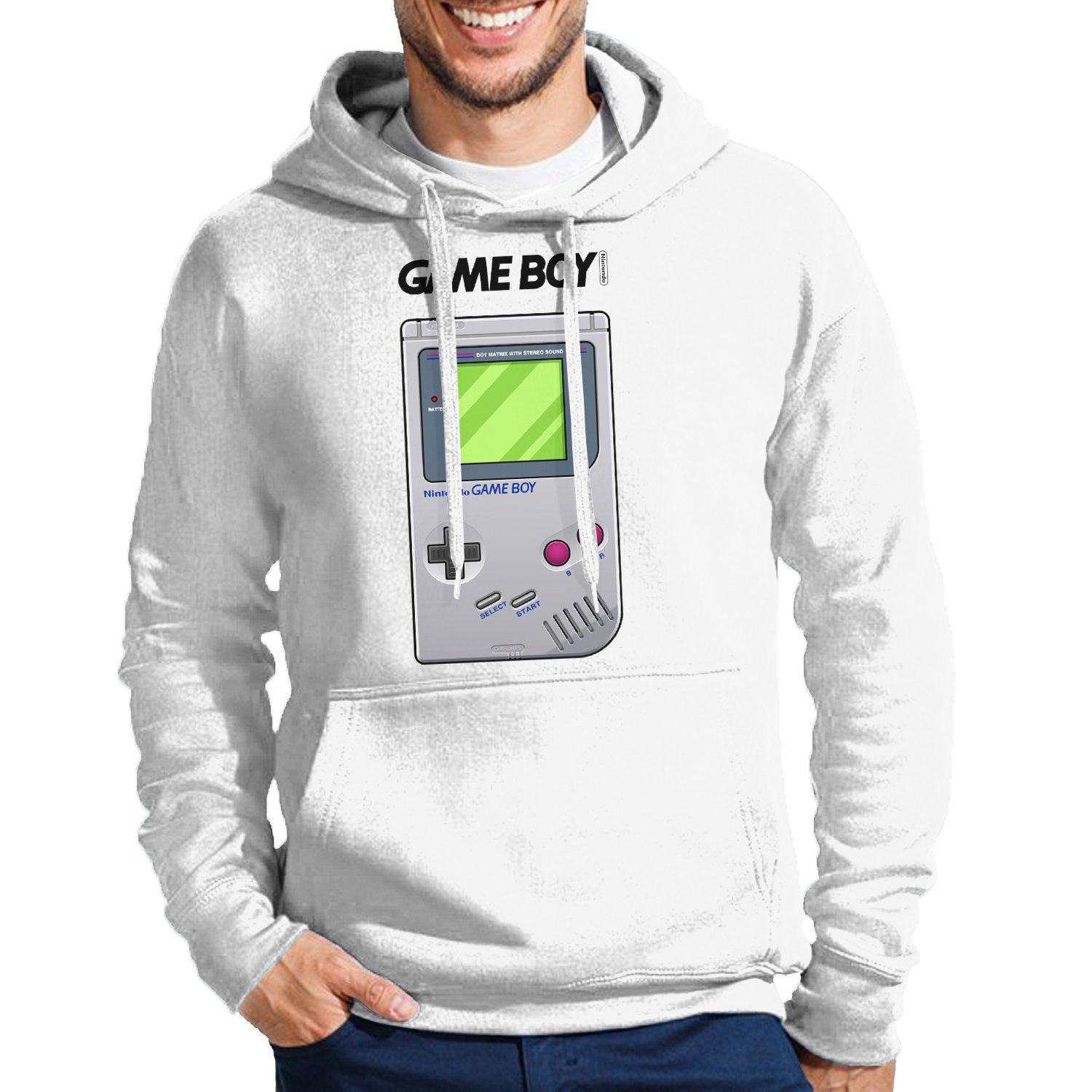 Blondie & Brownie Hoodie Herren Game Boy Retro Nintendo Konsole Gamer mit Kapuze Weiss | Sweatshirts