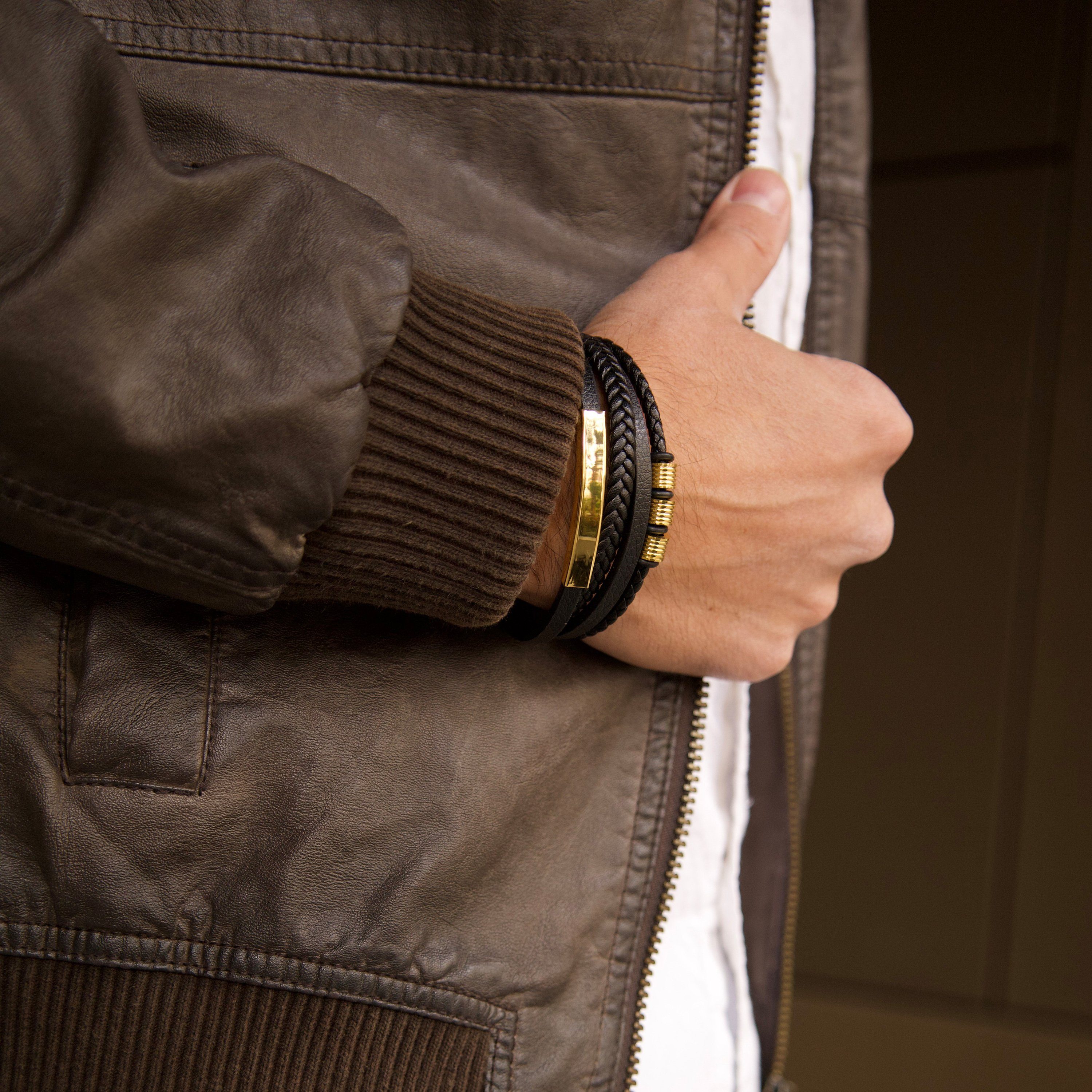 SERASAR Lederarmband Leder Herrenarmband "Brave" (Klassisch, elegant, casual, 1-tlg), aus Echtleder, Länge durch extra Glied verstellbar – Bild 5 von 5