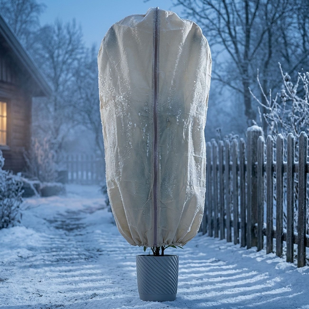 Casativo Winterschutzhaube Pflanzenabdeckung XL H180 x B120cm Winterschutz Reißverschluss Zugband (3-St., 1er-Set & 3er-Set), Frostschutz-Haube für Kübelpflanze – Bild 3 von 5