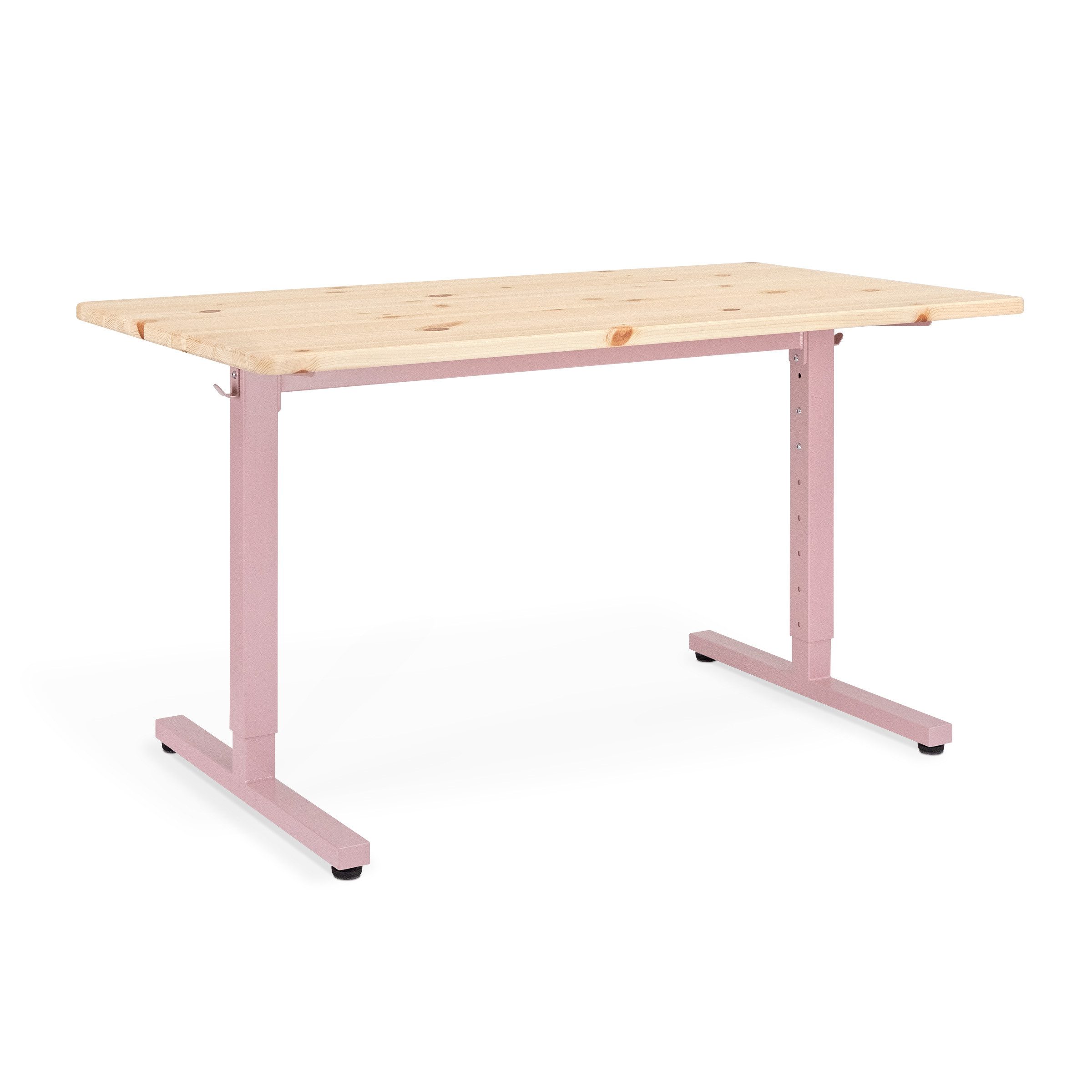 Ehrenkind Schreibtisch höhenverstellbar für Kinder und Erwachsene (mit Massivholzplatte & Stahlgestell, langlebig, Holzplatte aus massivem Kiefernholz), mitwachsend & zeitlos
