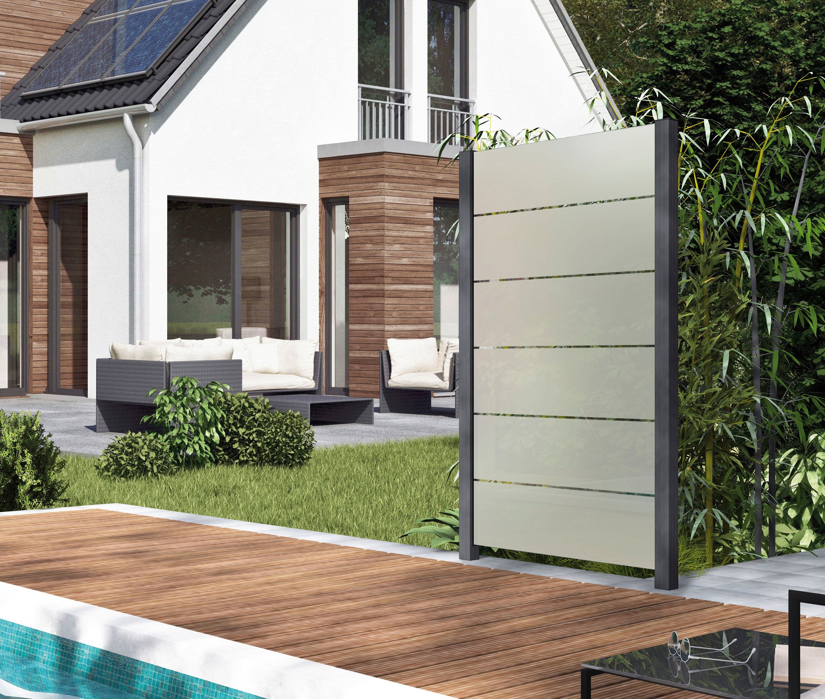 STAKET PRO Zaun, (Set), Glaszaun, Gesamtlänge: 1,22 m, 2 Pfosten