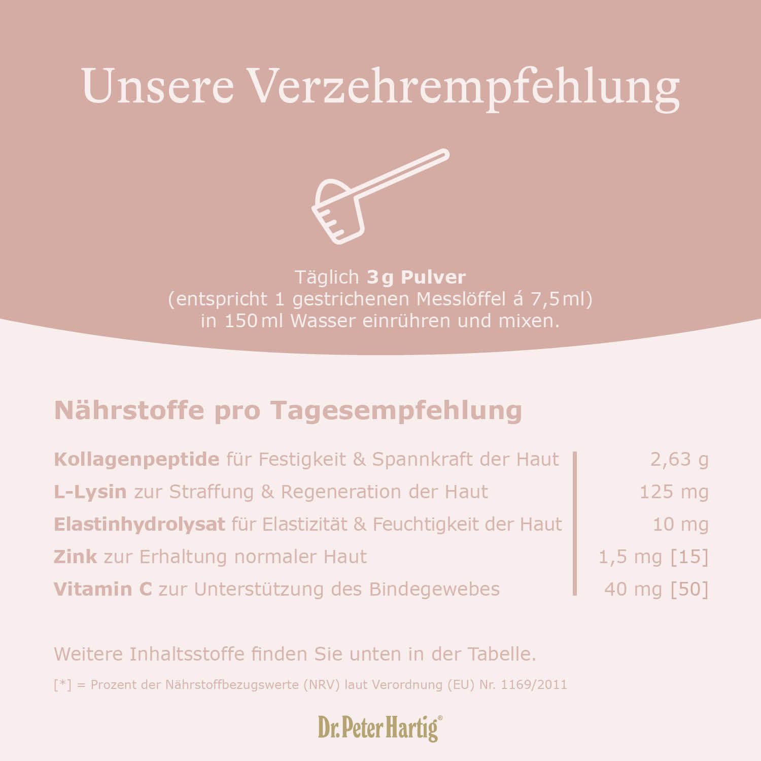 Dr. Peter Hartig Collagen Beauty Complex, unterstützt Haut, Bindegewebe und Gelenke, Pulver, 90g, 30-Tagevorrat, à 90 g
