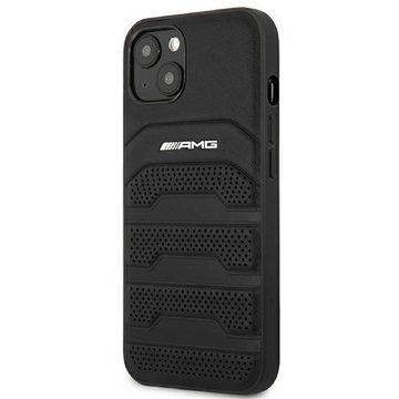 Mercedes Handyhülle Case AMG Echtleder Logo schwarz iPhone 14 Plus