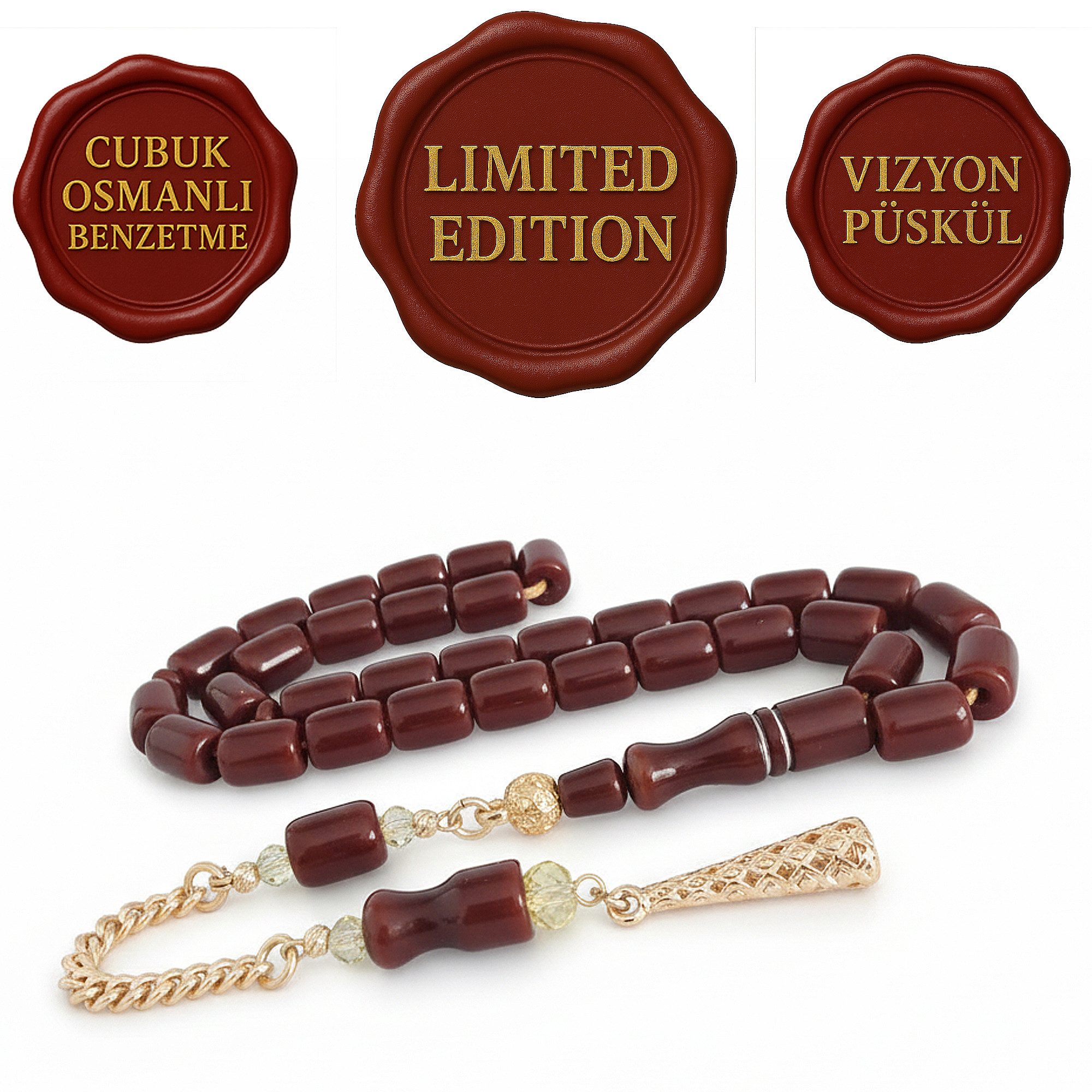 M-Punkt24 Kettenanhänger Tesbih Tespih Osmanli Benzetme Cubuk Katalin (Dunkelrot, Koyu-Visne Vizyon Püskül, Tasbeh, Rosary, Misbah, Gebetskette), % SALE% / LIMITIERTE AUFLAGE