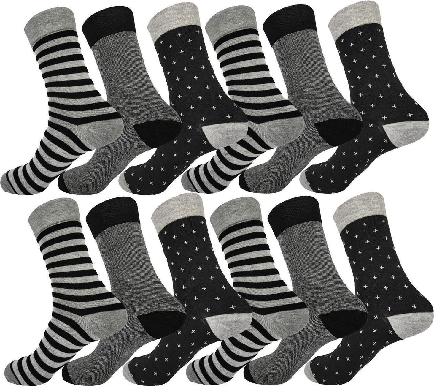 EloModa Basicsocken 12 Paar Herren Socken Muster klassischer Form Freizeit Sport (12-Paar) 12 Paar, Mix13