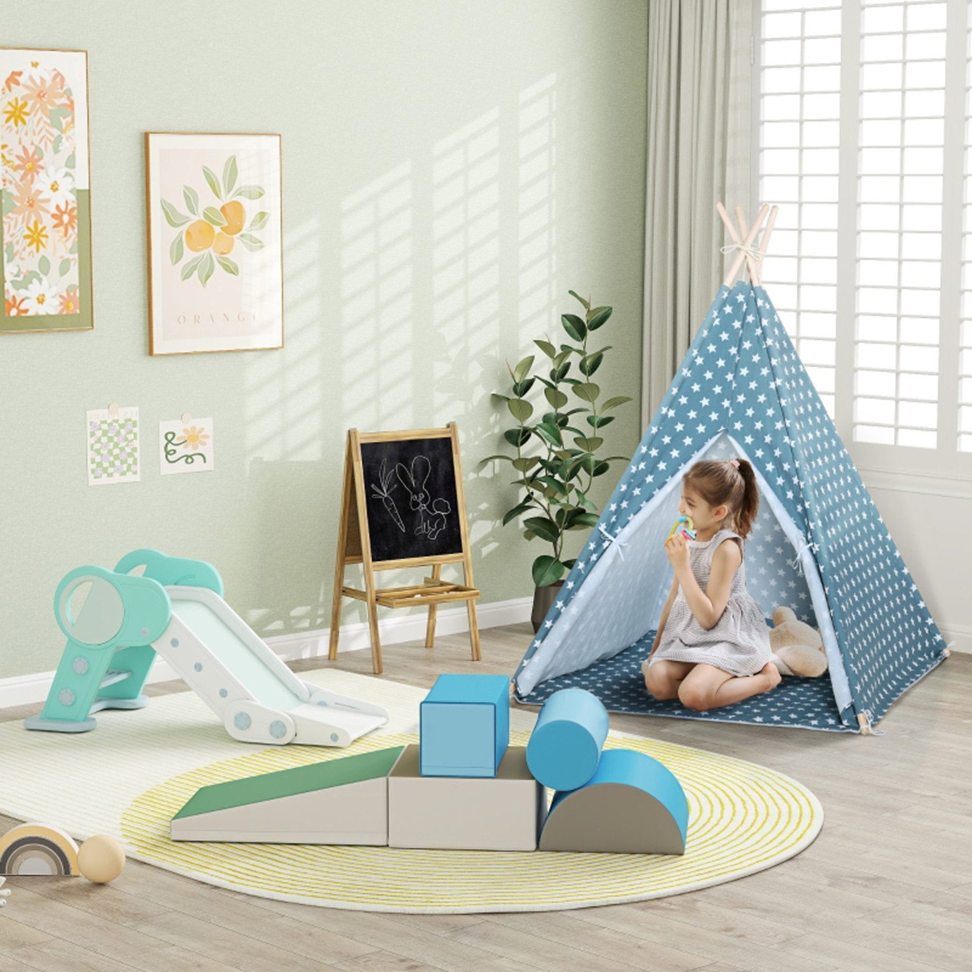 MC Star für Kinder 5er-Set Schaumstoff-Bauklötze weich & sicher Spielbausteine, (für 1-3 Jahre, Kunstleder & EPE, Bauspielzeug)