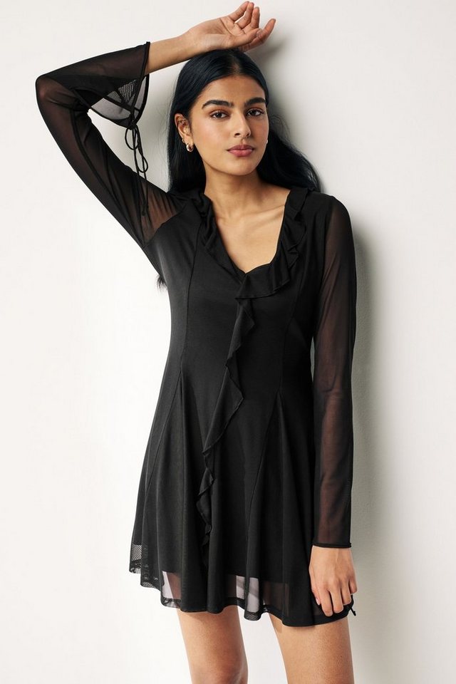 Next Minikleid Langarm-Minikleid Mit Rschen (1-tlg), Lila, Schwarz