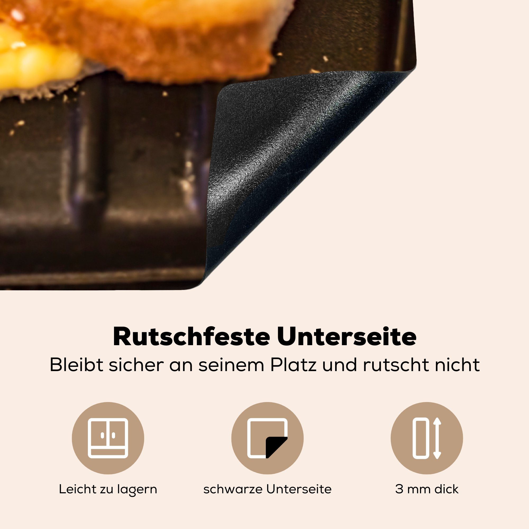MuchoWow Schinken-Käse-Toast cm, die Induktionskochfeld Ceranfeldabdeckung (1 Vinyl, Toaster, für einem auf tlg), 81x52 küche, Herdblende-/Abdeckplatte Schutz