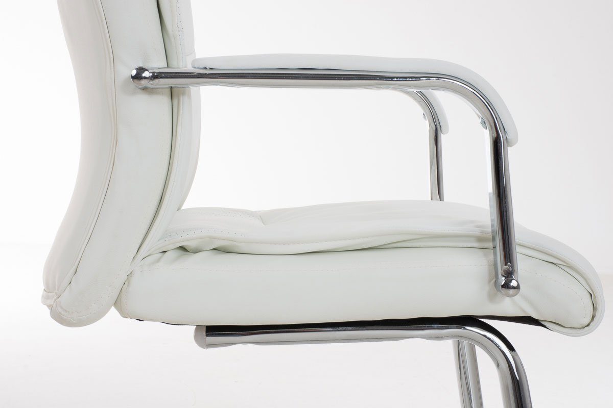 TPFLiving Besucherstuhl Kara Sitzfläche (Küchenstuhl gepolsterter Gestell: hochwertig Metall - - - chrom Kunstleder weiß Wohnzimmerstuhl), Konferenzstuhl mit Sitzfläche: Esszimmerstuhl 