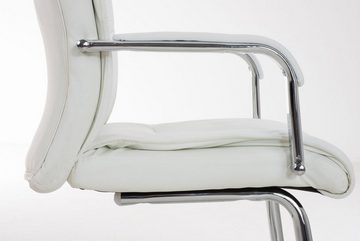 TPFLiving Besucherstuhl Kara mit hochwertig gepolsterter Sitzfläche - Konferenzstuhl (Küchenstuhl - Esszimmerstuhl - Wohnzimmerstuhl), Gestell: Metall chrom - Sitzfläche: Kunstleder weiß