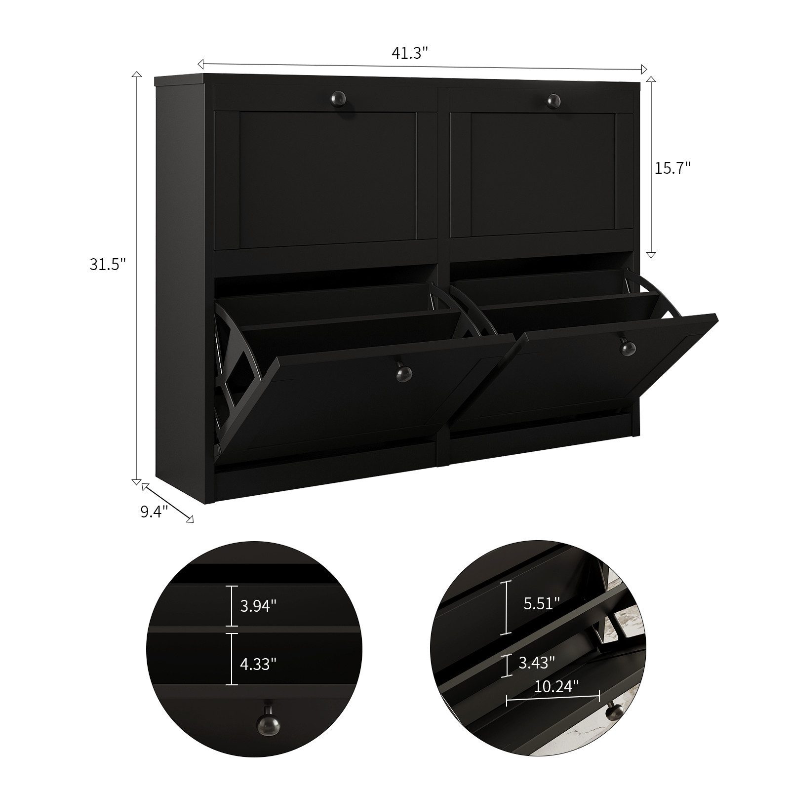 VOWNER Schuhschrank mit 4 Klappen, schmaler, 8 Fächer günstig online kaufen