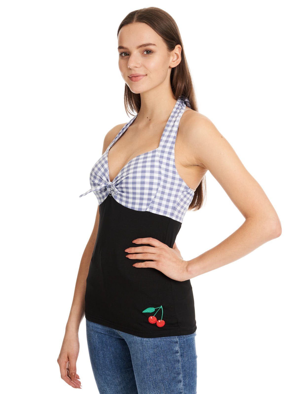 Pussy Deluxe Neckholdertop Red Plaid