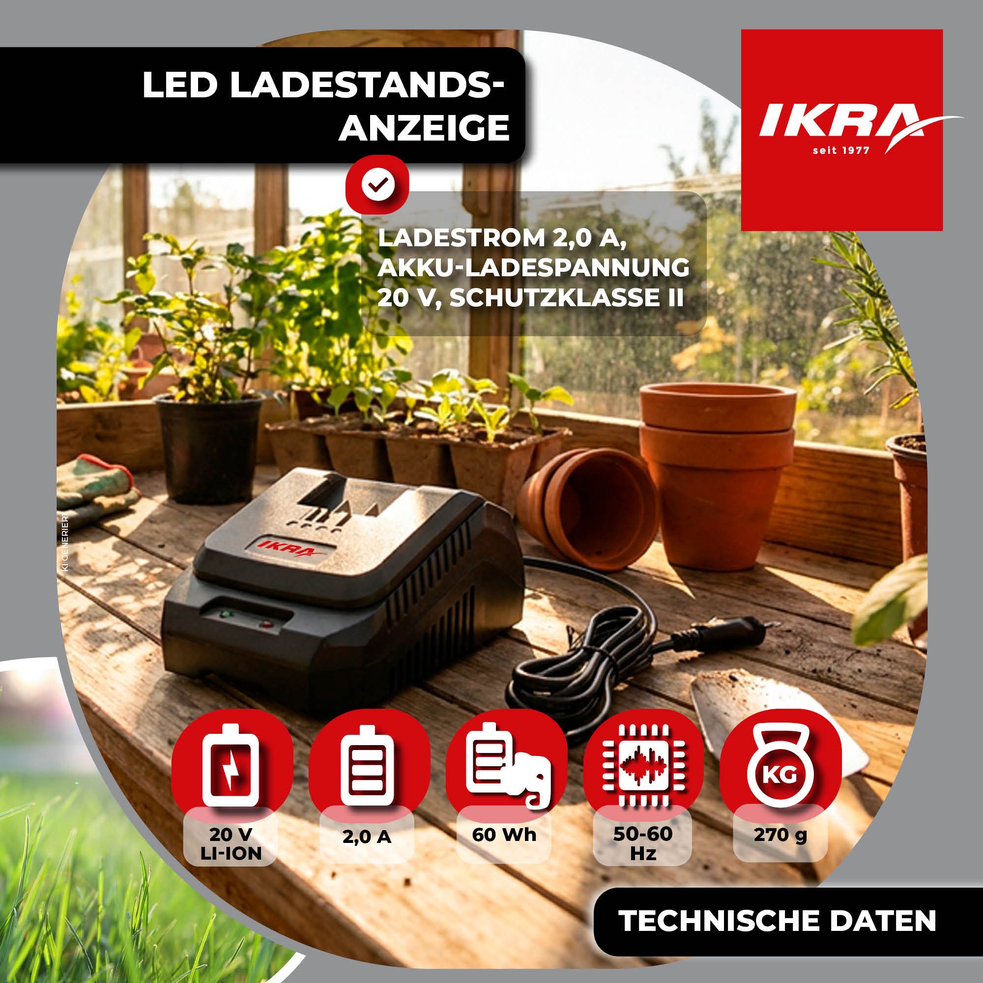 ikra GmbH 20V-Schnellladegerät Batterie-Ladegerät (Packung, Schnellladegerät) – Bild 5 von 5