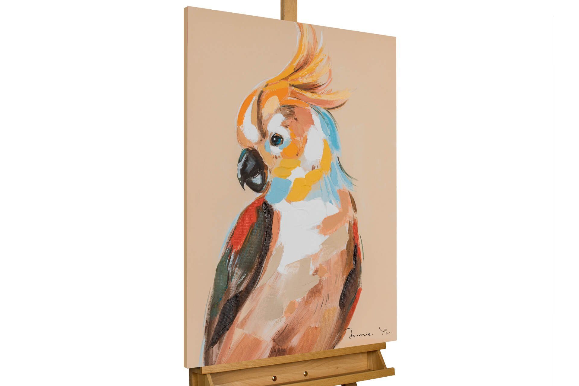 KUNSTLOFT Gemälde Portrait eines Kakadus 50x70 cm, Leinwandbild 100% HANDGEMALT Wandbild Wohnzimmer