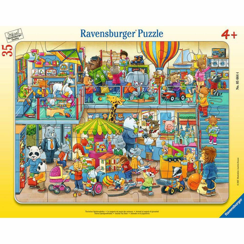 Ravensburger Rahmenpuzzle Tierischer Spielzeugladen 35 Teile, 35 Puzzleteile