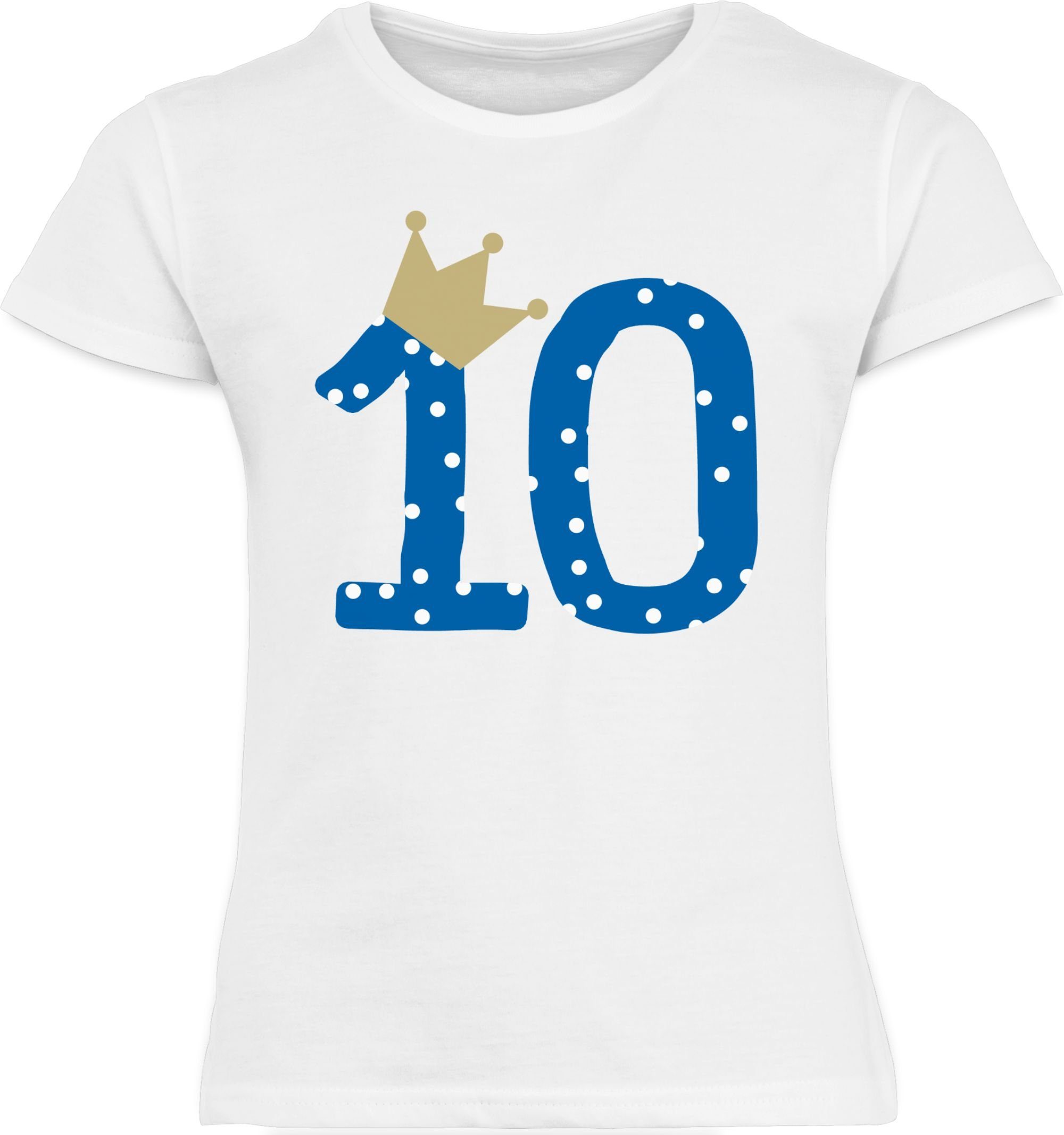 Shirtracer T-Shirt Zehnter 3 10. Jahre Geburtstag Geburtstag Weiß 10