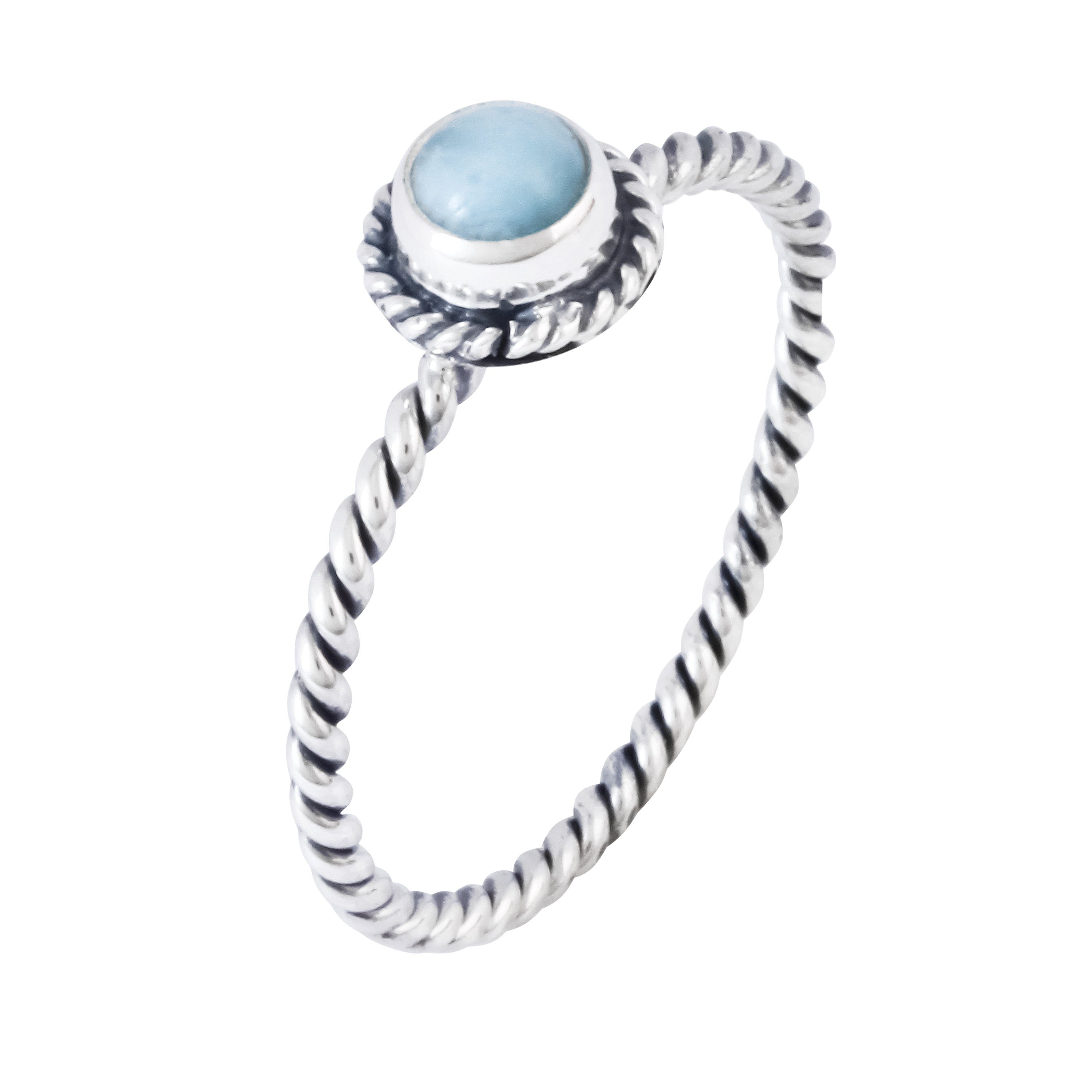 Tropical Tribe Fingerring Ring mit Larimar Edelstein im Twist Style aus 925 Sterlingsilber, von Hand hergestellt. € 32,95