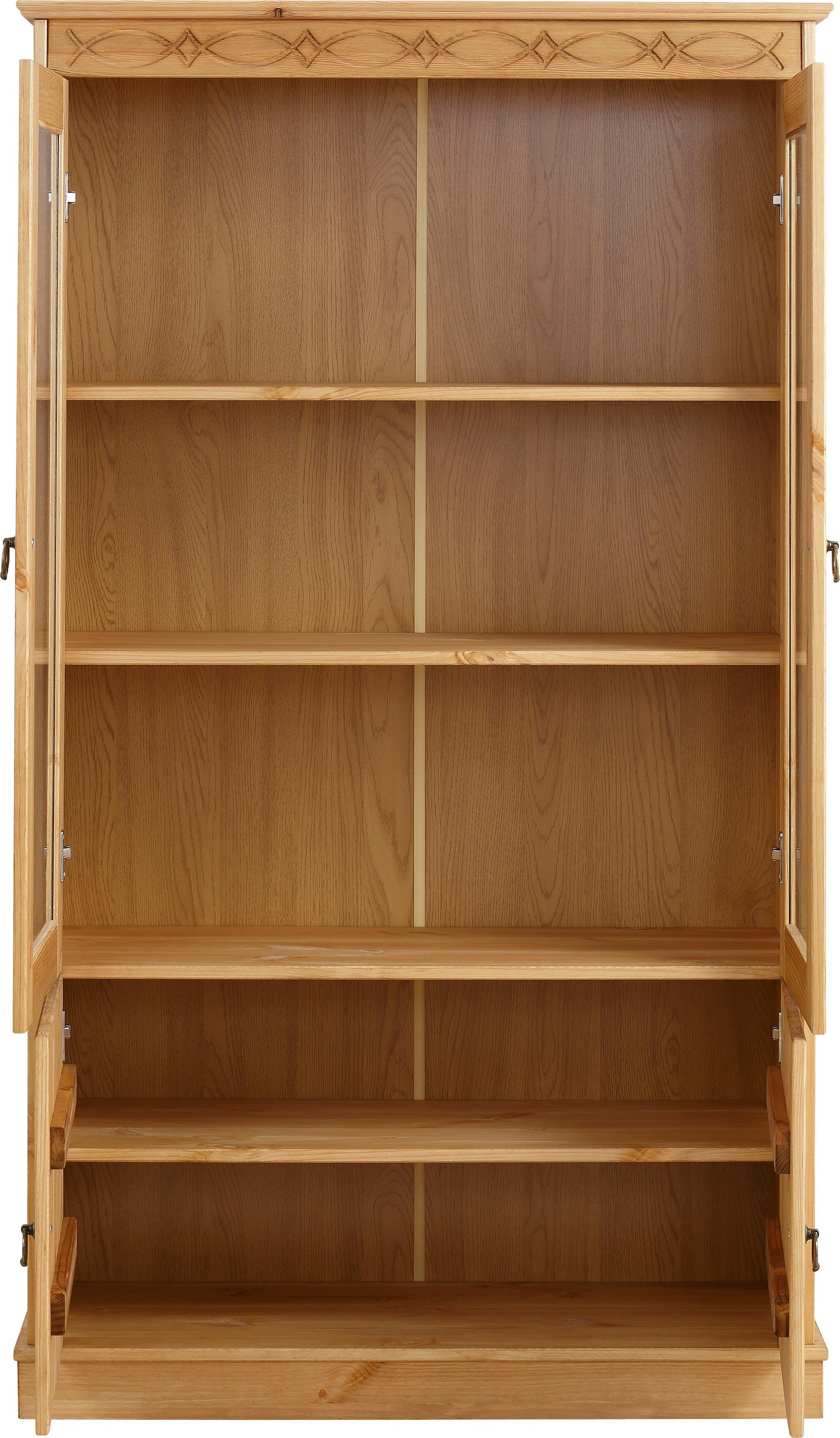 OTTO home Vitrine Indra aus massiver Kiefer, FSC®, Höhe 145 cm, dezentes Ornament – Bild 5 von 5