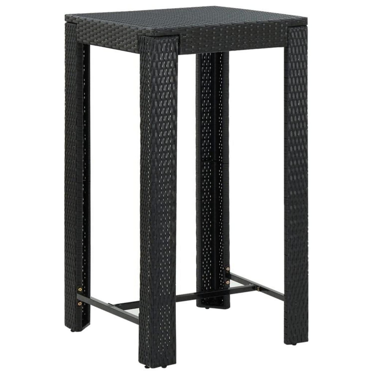 LuxusKollektion Bartisch Bartisch Schwarz Poly Rattan Stahl 60.5x60.5x110.5 cm (1-St)