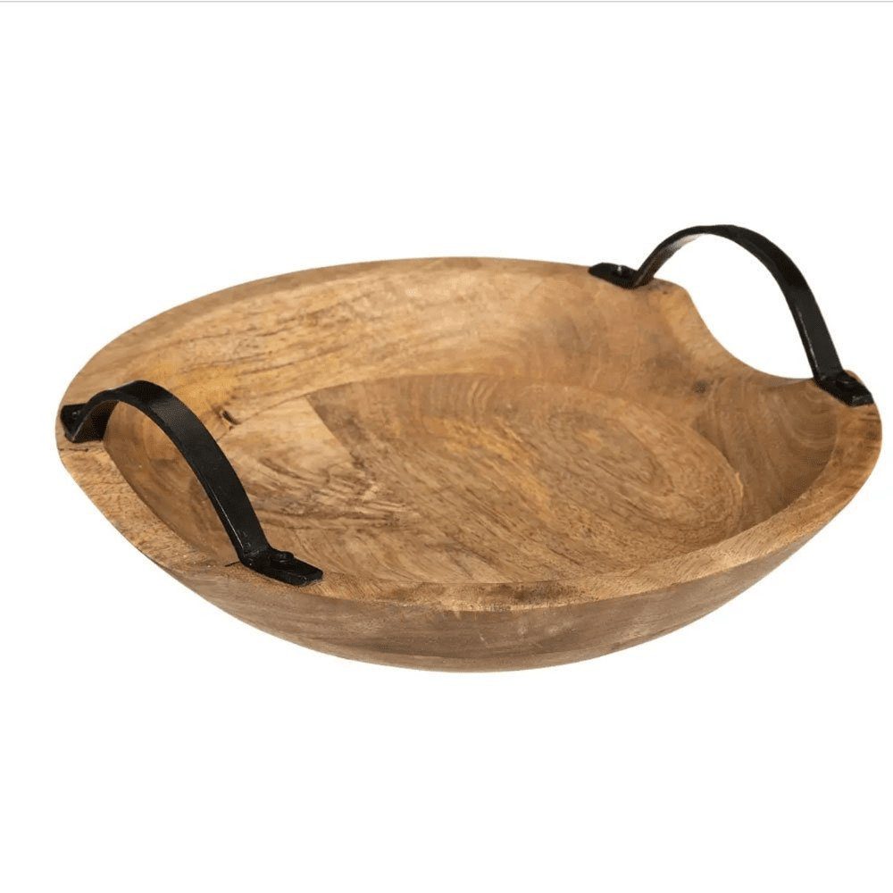 Home-trends24.de Dekoschale Deko Schale Mango Natur Brotkorb Kerzenhalter Dekoschale Rund