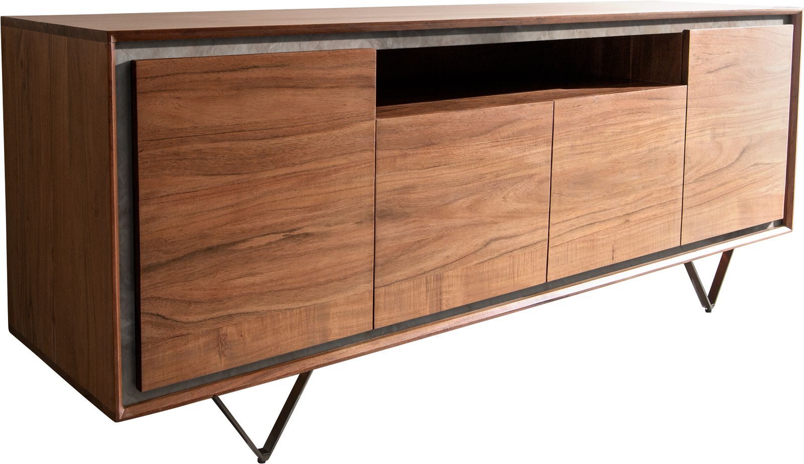 DELIFE Sideboard Stonegrace, Akazie Braun Steinfurnier 175 cm 4 Türen 1 Fac günstig online kaufen