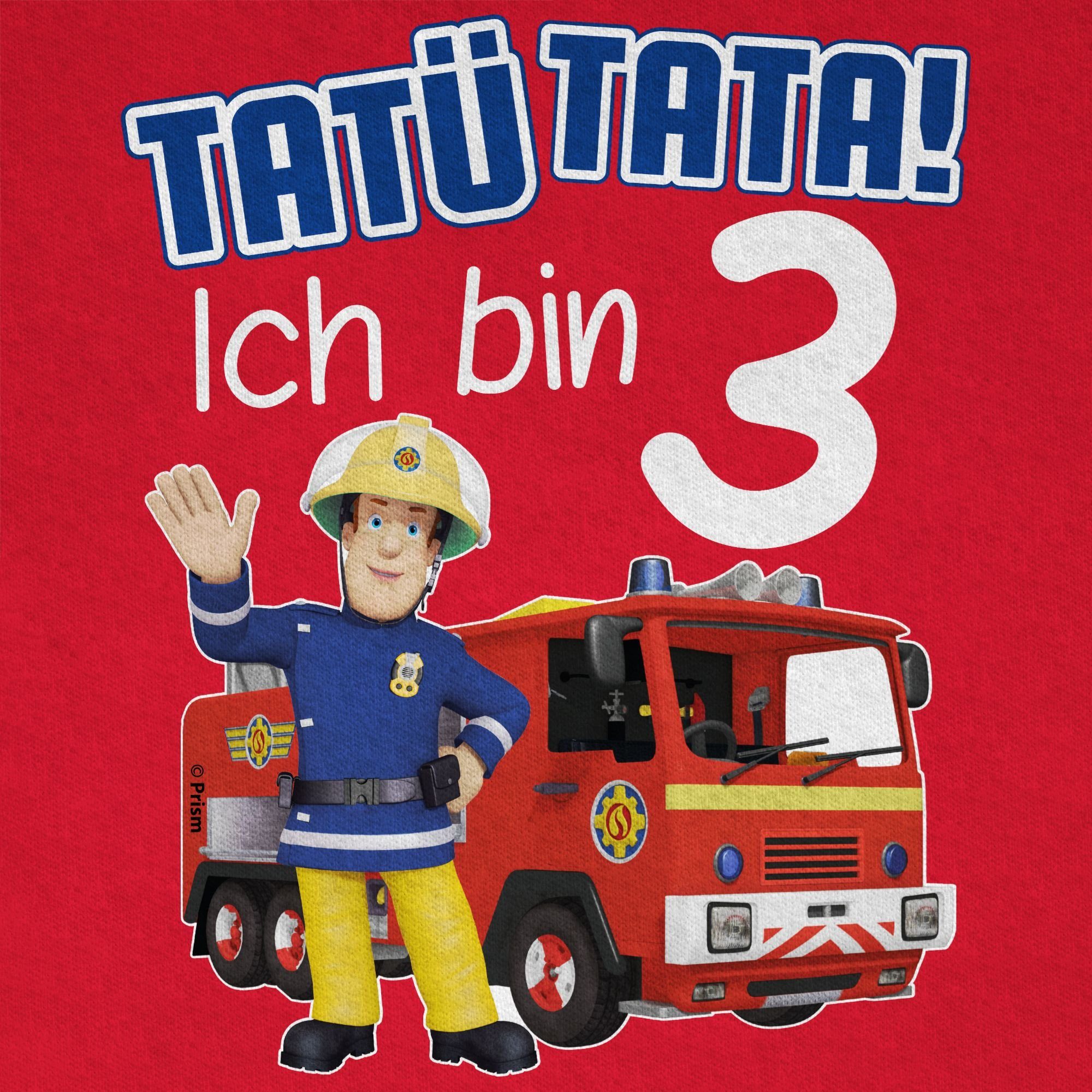 01 Rot Tata! Ich Feuerwehrmann Sam bin Jungen Shirtracer Tatü 3 T-Shirt