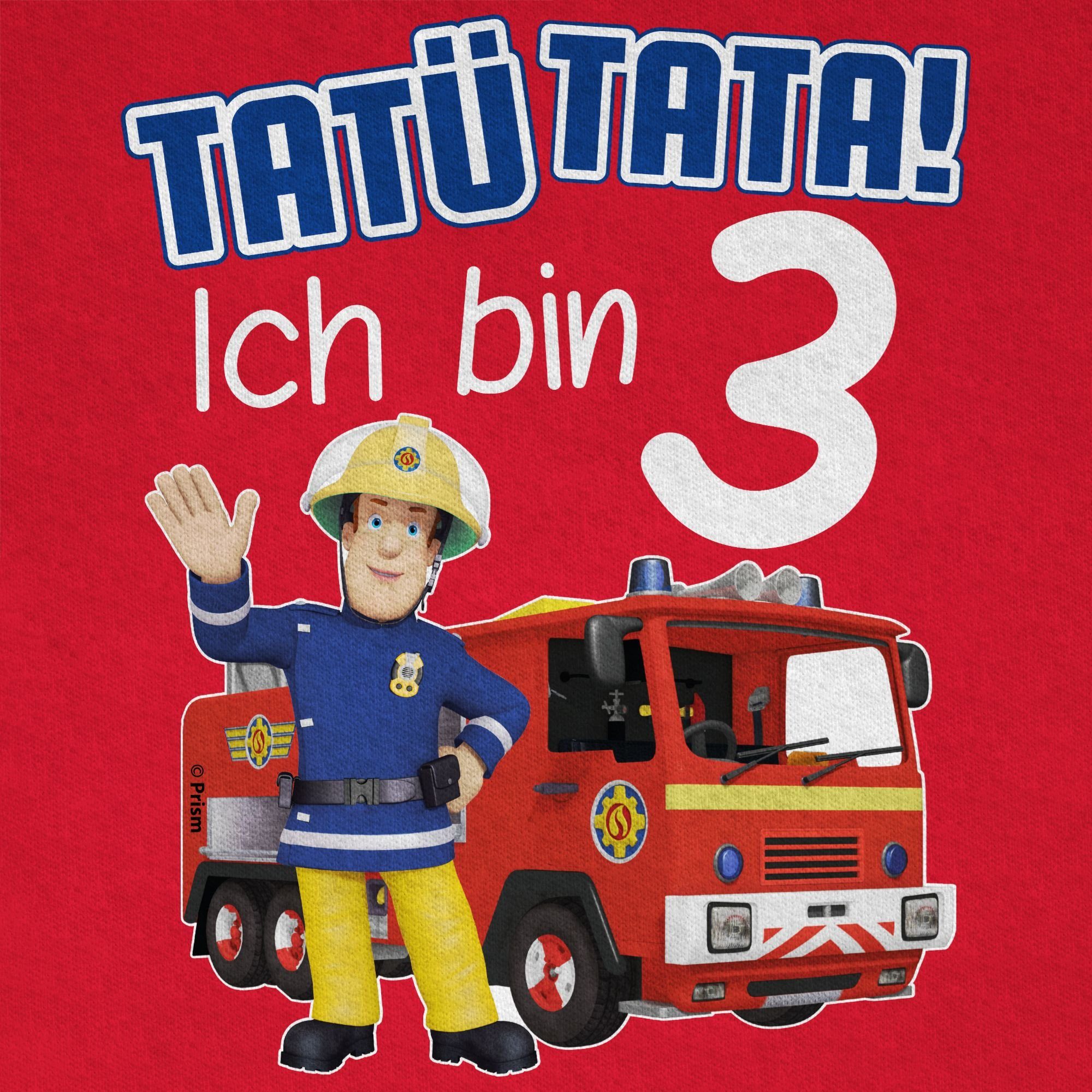 Shirtracer T-Shirt Ich 3 Tata! Sam Feuerwehrmann Jungen 01 bin Tatü Rot