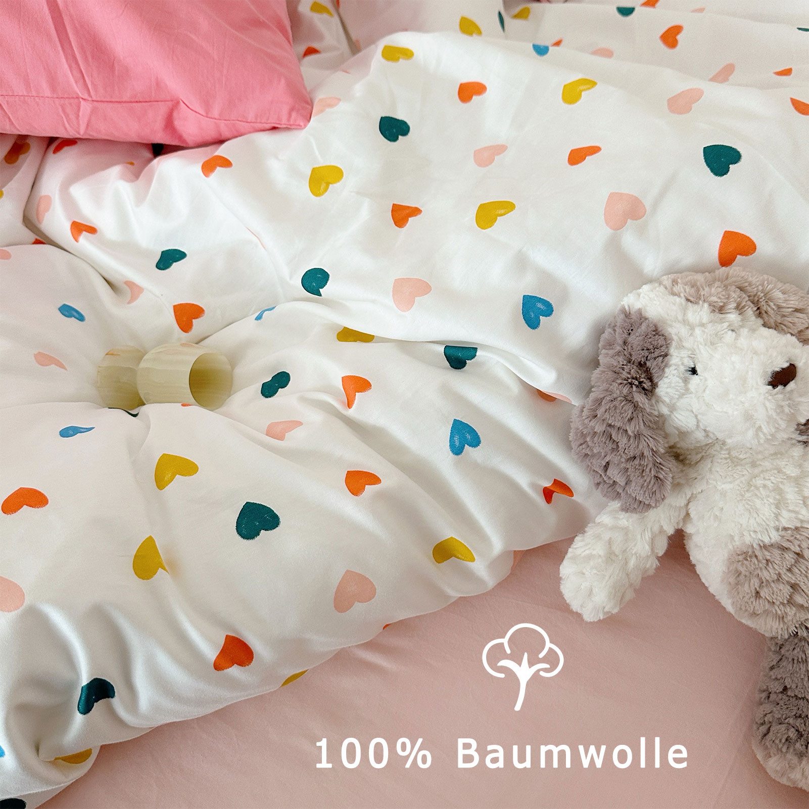 KEAYOO Bettwäsche Bunt Herz, Baumwolle, 2 günstig online kaufen