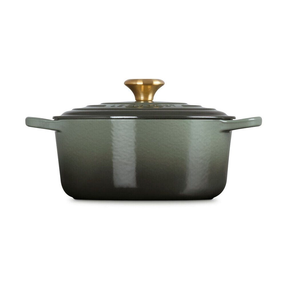 LE CREUSET Bräter Bräter mit Deckel 24 cm Signature Thyme, Gusseisen, Schmortopf, Cocotte, Bratentopf, ca. 4-5 Personen, Ø24cm, Gusseisen